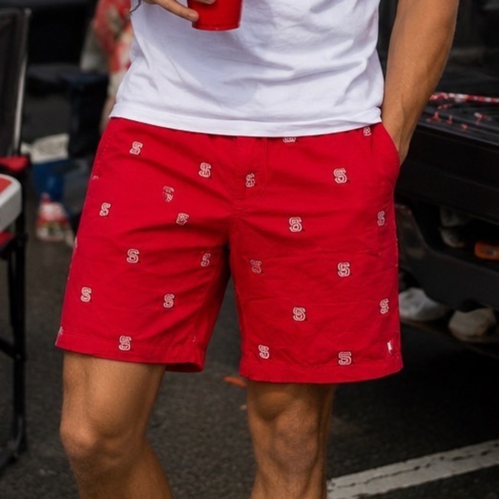 Pennington & Bailes Mens NC State Wolfpack Embroidered Stadium Shorts Red 36 X7